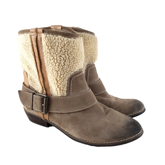 Kelsi Dagger Shoes - Kelsi Dagger Tempest pull on shearling western cowboy boots womens 8.5